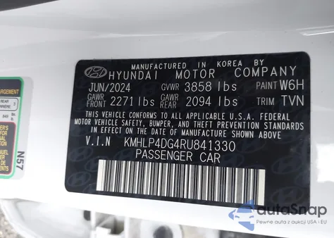 2024 Hyundai Elantra Limited из США, поврежденный, VIN KMHLP4DG4RU841330